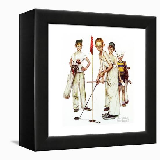 Four Sporting Boys: Golf-Norman Rockwell-Framed Premier Image Canvas