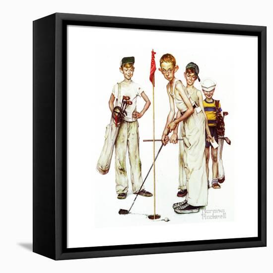 Four Sporting Boys: Golf-Norman Rockwell-Framed Premier Image Canvas