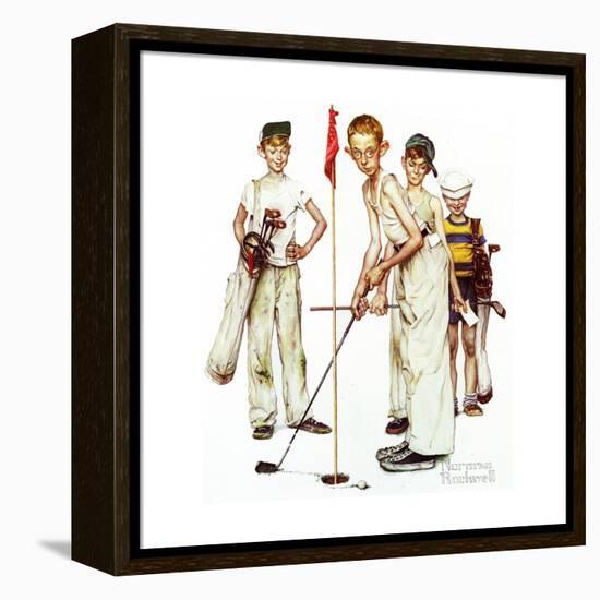 Four Sporting Boys: Golf-Norman Rockwell-Framed Premier Image Canvas