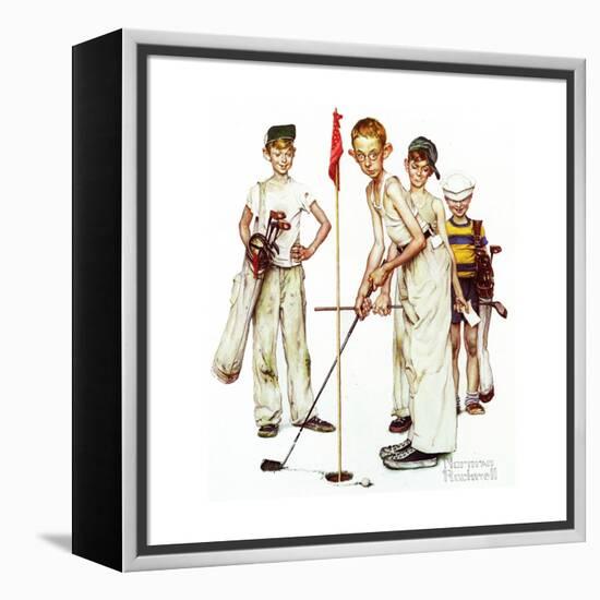 Four Sporting Boys: Golf-Norman Rockwell-Framed Premier Image Canvas