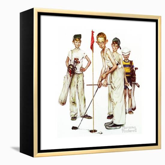 Four Sporting Boys: Golf-Norman Rockwell-Framed Premier Image Canvas