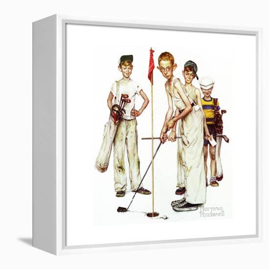 Four Sporting Boys: Golf-Norman Rockwell-Framed Premier Image Canvas