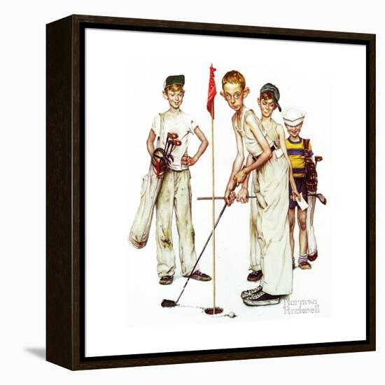 Four Sporting Boys: Golf-Norman Rockwell-Framed Premier Image Canvas