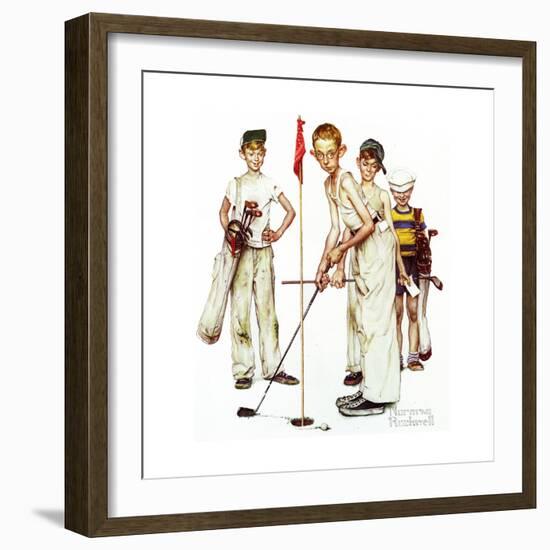 Four Sporting Boys: Golf-Norman Rockwell-Framed Premium Giclee Print