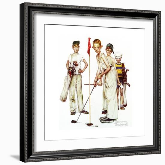 Four Sporting Boys: Golf-Norman Rockwell-Framed Premium Giclee Print