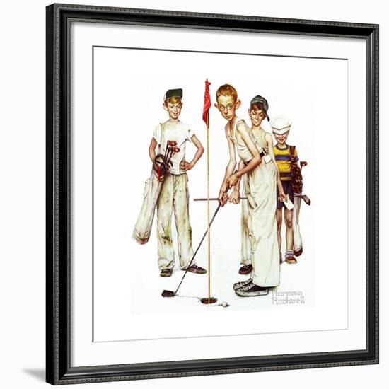 Four Sporting Boys: Golf-Norman Rockwell-Framed Giclee Print