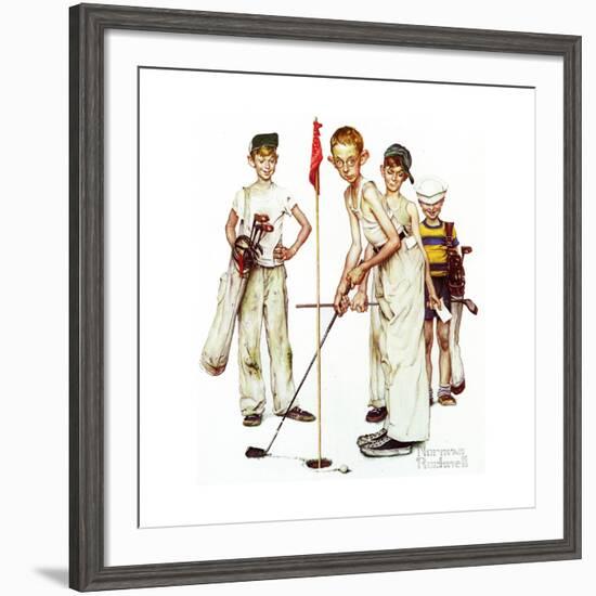 Four Sporting Boys: Golf-Norman Rockwell-Framed Giclee Print