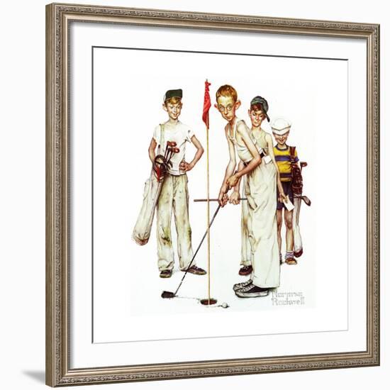 Four Sporting Boys: Golf-Norman Rockwell-Framed Giclee Print