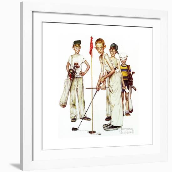 Four Sporting Boys: Golf-Norman Rockwell-Framed Giclee Print