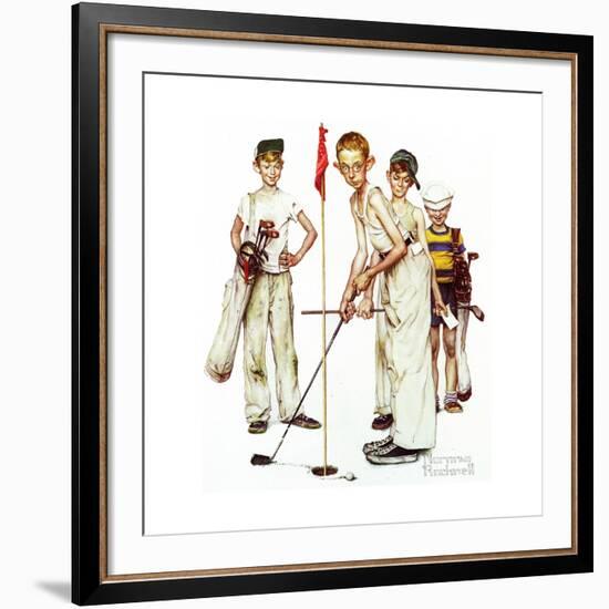 Four Sporting Boys: Golf-Norman Rockwell-Framed Giclee Print