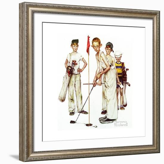 Four Sporting Boys: Golf-Norman Rockwell-Framed Giclee Print