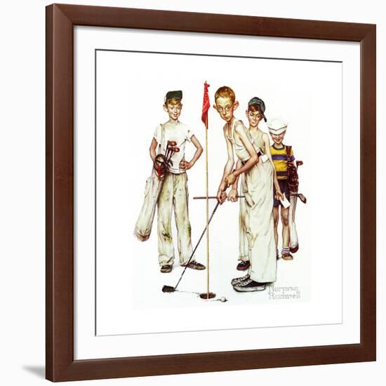 Four Sporting Boys: Golf-Norman Rockwell-Framed Giclee Print