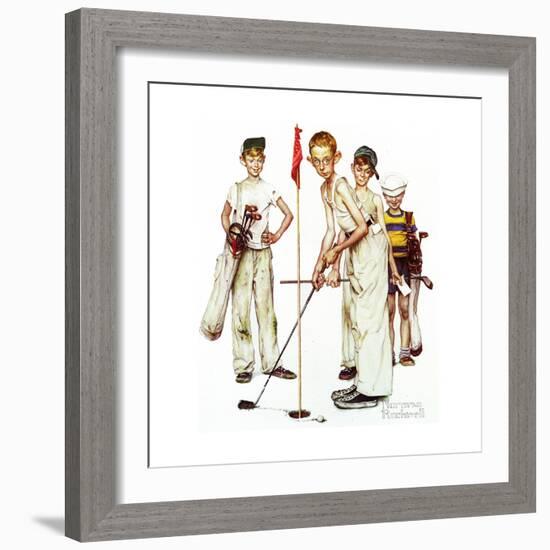 Four Sporting Boys: Golf-Norman Rockwell-Framed Giclee Print