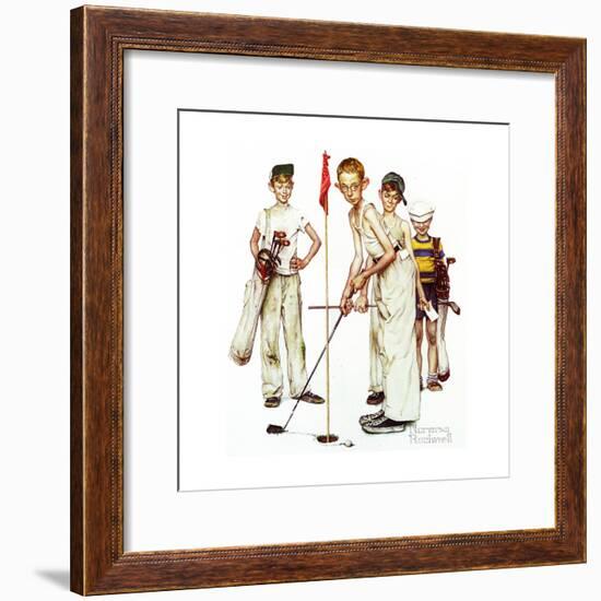 Four Sporting Boys: Golf-Norman Rockwell-Framed Giclee Print