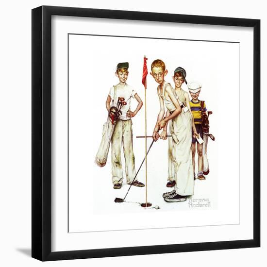 Four Sporting Boys: Golf-Norman Rockwell-Framed Giclee Print