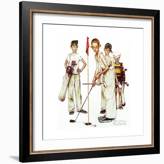 Four Sporting Boys: Golf-Norman Rockwell-Framed Giclee Print