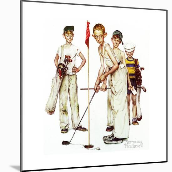 Four Sporting Boys: Golf-Norman Rockwell-Mounted Giclee Print