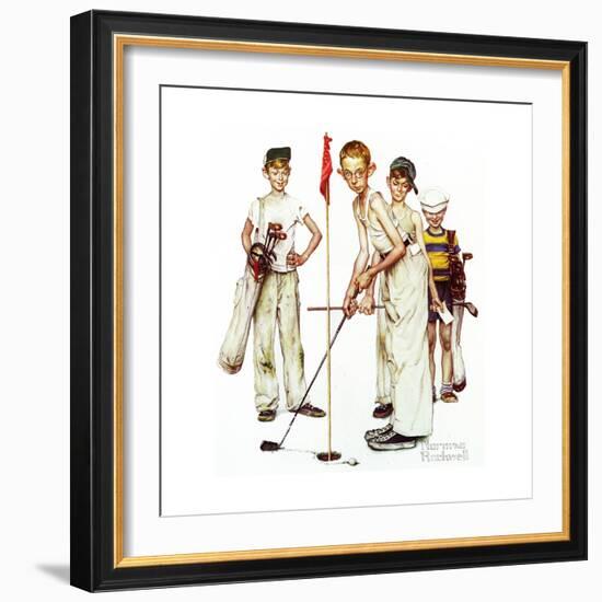 Four Sporting Boys: Golf-Norman Rockwell-Framed Giclee Print