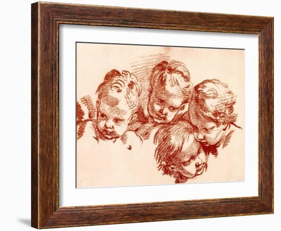 Four Studies of Children Heads-Francois Boucher-Framed Giclee Print