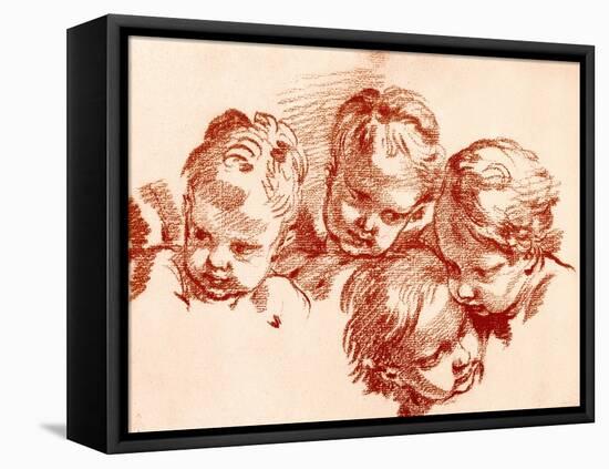 Four Studies of Children Heads-Francois Boucher-Framed Premier Image Canvas