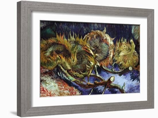 Four Sunflowers Gone To Seed-Vincent van Gogh-Framed Art Print