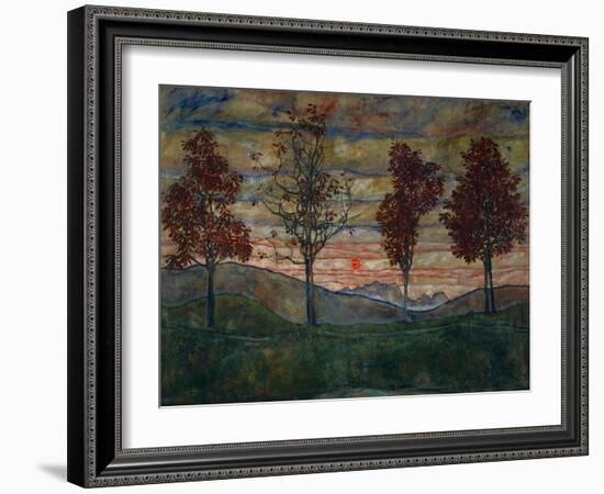 Four Trees, 1917-Egon Schiele-Framed Giclee Print