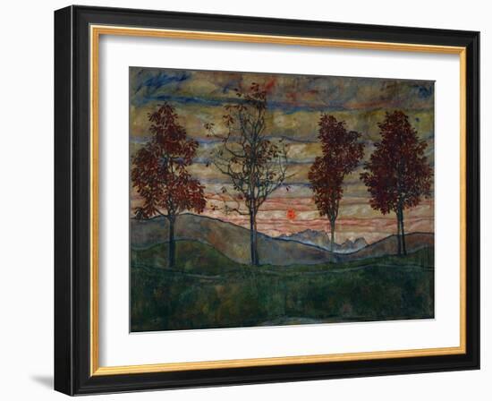 Four Trees, 1917-Egon Schiele-Framed Giclee Print