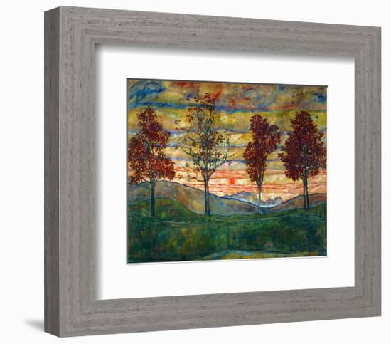 Four Trees, 1918-Egon Schiele-Framed Art Print