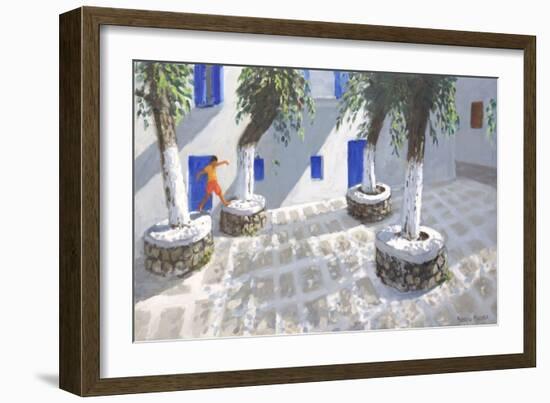 Four Trees, Mykonos Town, 2022 (Oil on Canvas)-Andrew Macara-Framed Giclee Print