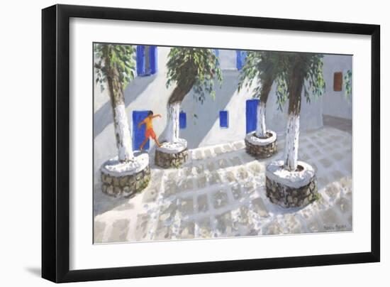 Four Trees, Mykonos Town, 2022 (Oil on Canvas)-Andrew Macara-Framed Giclee Print