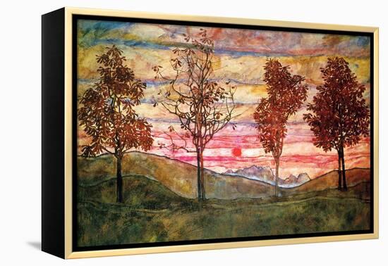 Four Trees-Egon Schiele-Framed Stretched Canvas