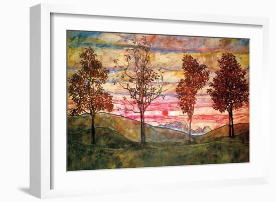 Four Trees-Egon Schiele-Framed Art Print