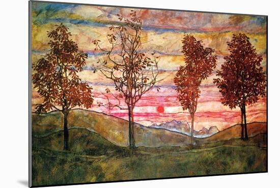 Four Trees-Egon Schiele-Mounted Art Print