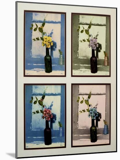 Four Vases with Flowers-Nora Hernandez-Mounted Giclee Print