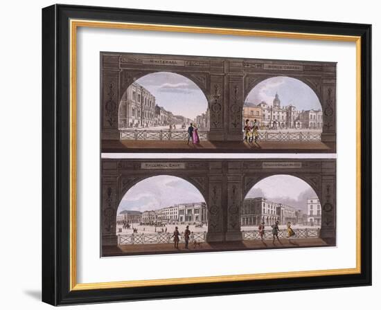 Four Views of London Sites Seen Through an Arch, C1820-null-Framed Giclee Print