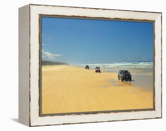 Four Wheel Drives, Seventy Five Mile Beach, Fraser Island, Queensland, Australia-David Wall-Framed Premier Image Canvas