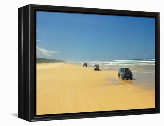 Four Wheel Drives, Seventy Five Mile Beach, Fraser Island, Queensland, Australia-David Wall-Framed Premier Image Canvas