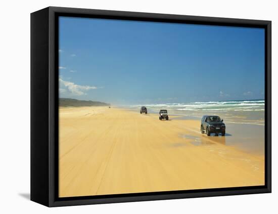 Four Wheel Drives, Seventy Five Mile Beach, Fraser Island, Queensland, Australia-David Wall-Framed Premier Image Canvas