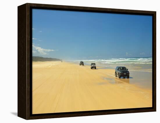 Four Wheel Drives, Seventy Five Mile Beach, Fraser Island, Queensland, Australia-David Wall-Framed Premier Image Canvas