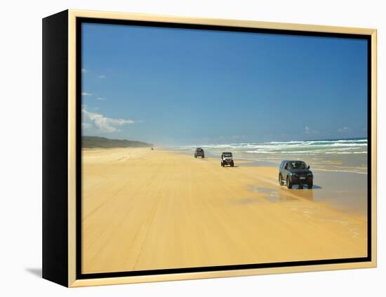 Four Wheel Drives, Seventy Five Mile Beach, Fraser Island, Queensland, Australia-David Wall-Framed Premier Image Canvas