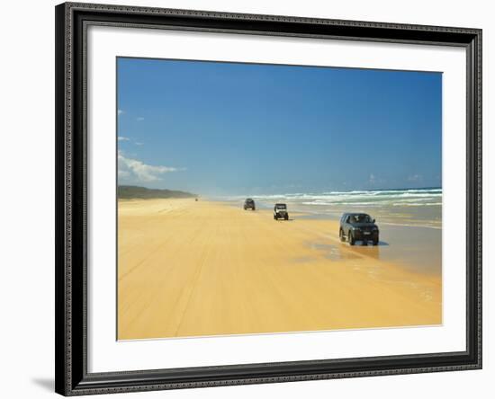 Four Wheel Drives, Seventy Five Mile Beach, Fraser Island, Queensland, Australia-David Wall-Framed Photographic Print