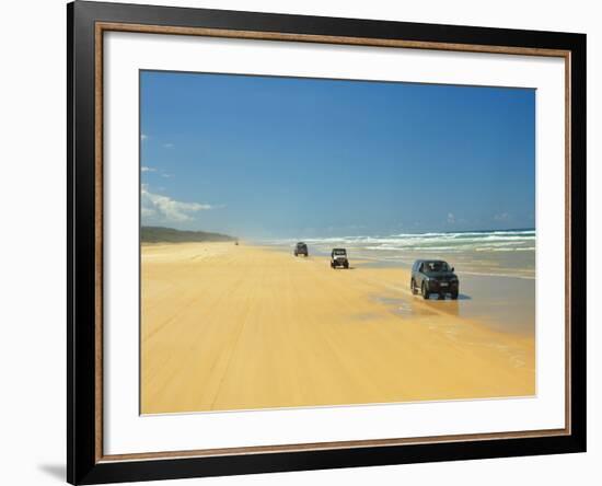 Four Wheel Drives, Seventy Five Mile Beach, Fraser Island, Queensland, Australia-David Wall-Framed Photographic Print