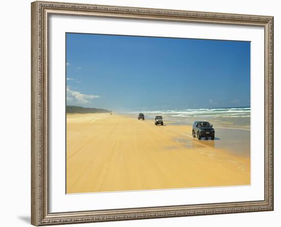 Four Wheel Drives, Seventy Five Mile Beach, Fraser Island, Queensland, Australia-David Wall-Framed Photographic Print