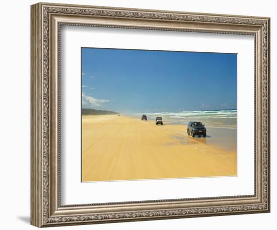 Four Wheel Drives, Seventy Five Mile Beach, Fraser Island, Queensland, Australia-David Wall-Framed Photographic Print