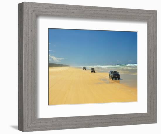 Four Wheel Drives, Seventy Five Mile Beach, Fraser Island, Queensland, Australia-David Wall-Framed Photographic Print