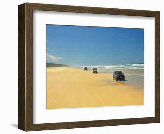 Four Wheel Drives, Seventy Five Mile Beach, Fraser Island, Queensland, Australia-David Wall-Framed Photographic Print