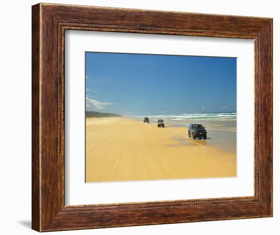 Four Wheel Drives, Seventy Five Mile Beach, Fraser Island, Queensland, Australia-David Wall-Framed Photographic Print