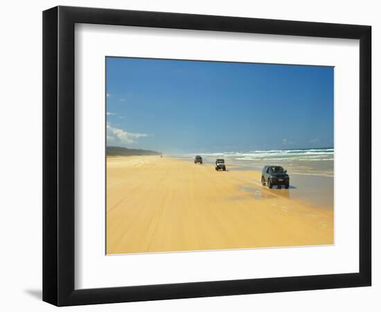 Four Wheel Drives, Seventy Five Mile Beach, Fraser Island, Queensland, Australia-David Wall-Framed Photographic Print