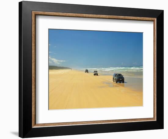 Four Wheel Drives, Seventy Five Mile Beach, Fraser Island, Queensland, Australia-David Wall-Framed Photographic Print