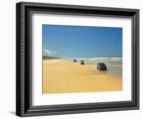 Four Wheel Drives, Seventy Five Mile Beach, Fraser Island, Queensland, Australia-David Wall-Framed Photographic Print